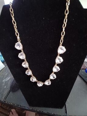 Stelka & Dot Gold Tone Crystal Statement Necklace - Clear Gems